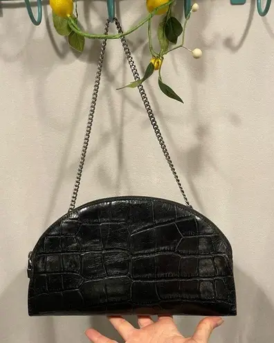 Eric Javitz New York old money black leather half moon on a chain mini bag