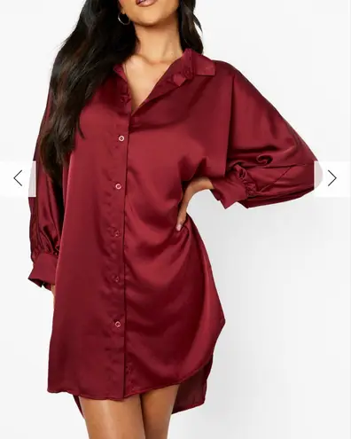 Boohoo Black Satin shirt dress