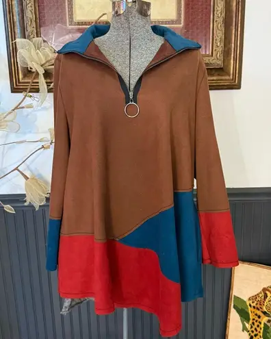 IC Collection Colorblocked Asymmetrical Quarter Zip Jacket ~ Size L 💛🍄 Brown Size L