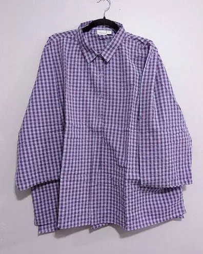 The Vermont country store women's purple checkered shirt 2X Size XXL