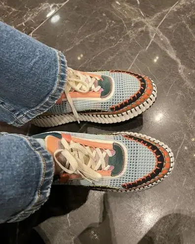 Chloé Chloe Nama Flower Green Mesh Platform Sneaker 51MM