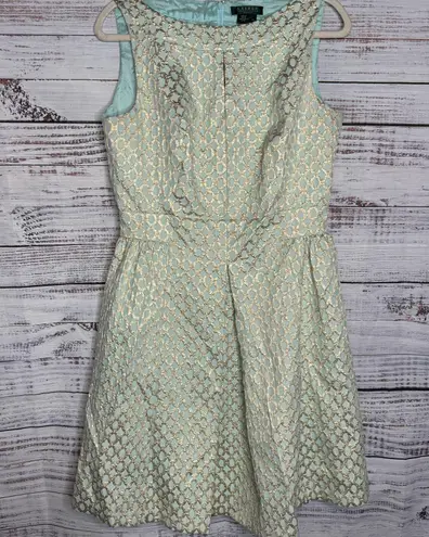 Lauren Ralph Lauren Cocktail Dress Brocade Metallic Tiffany Blue & Gold 12