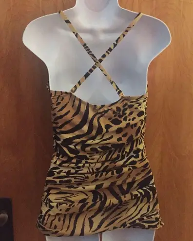 Natori Animal Tiger Print Convertible Swimsuit Top Size 10
