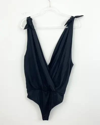 Abbeline Black V-Neck Wrap Bodysuit