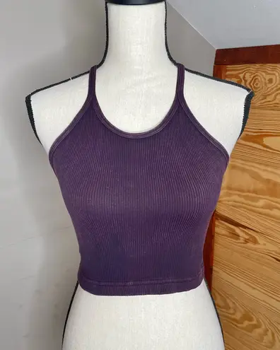 Free People Movement Happiness Runs Ribbed Crop Tank Top XS/S Purple Burgundy Size undefined