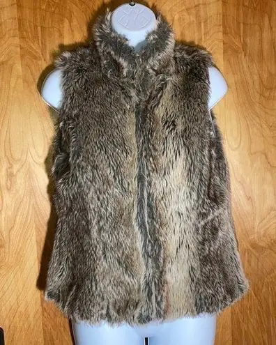 Vintage Havana Brown & Tan Faux Fur Vest Size Small