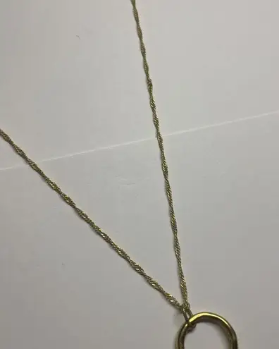 Women’s Costume Necklace Gold Tone Chain Pink Rhinestone Noon Charm Brown Fringe