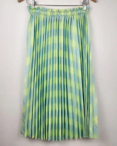 Proenza Schouler Pleated Georgette Midi Skirt Yellow Blue Size Small NWT