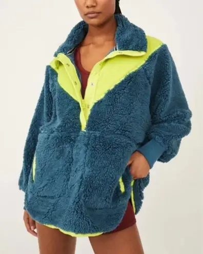 Free People Movement Fall to Rise Fluffy Quarterzip Pullover Margarita Blue
