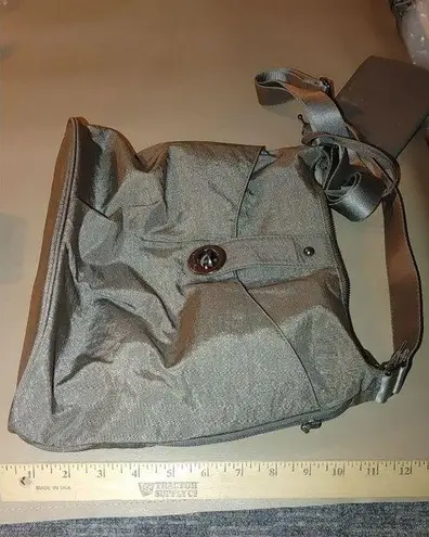 Baggallini Crossbody Bag Silver Nylon Adjustable Strap with Matching Pouch Women