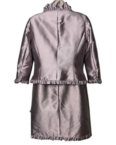 Rickie Freeman for Teri Jon Vintage metallic lavender silk blend dress sz 8