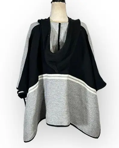 Ba&sh Colorblock Poncho Women's One Size Gray Black Open Heavy Hooded - Image 5