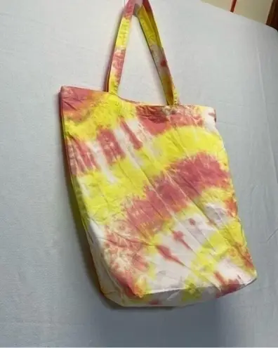 New Hand Crafted Tie Dye Tote Bag Canvas Cotton Yellow and pink Handmade