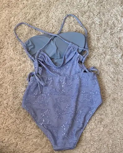 Aerie Pique Printed Lace Up Bandeau One Piece Swimsuit