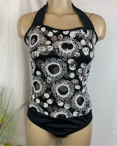 Weissman Black Embellished Sequins Bodysuit M Size M