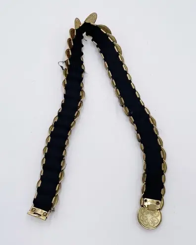 Vintage 80s Gold Coin Medallion Embossed Disc Stretch Belt One Size Boho Glam