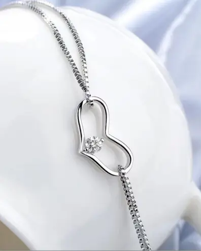 Zirconia Heart Bracelet Silver