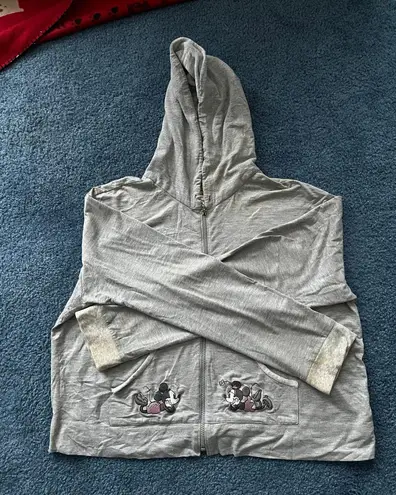 Disney Store Mickey Minnie Grey Zip Up Hooded Jacket