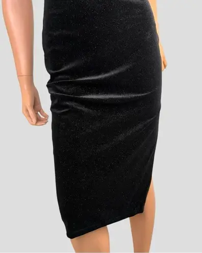 Y2K Corset Midi Velvet Dress Sz. M Babydoll Glitter Black Fitted Fairygoth Goth Size M