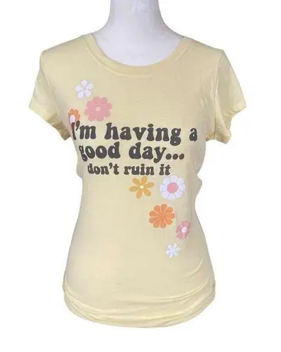 Wound Up juniors 7-9 "I'm having a good day...don't ruin it" yellow t-shirt