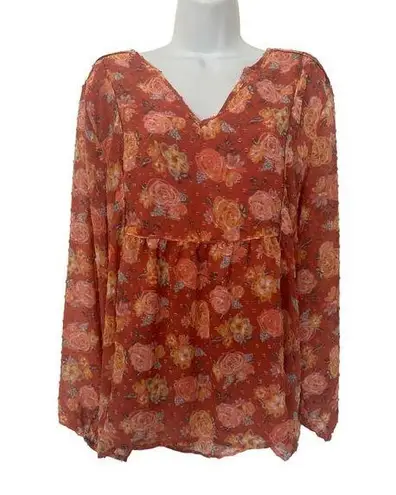 Matilda Jane ,‎ Size XL Botanical Beauty Rose Floral Blouse, Peach Orange