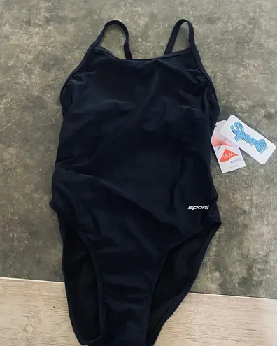 Sporti HydroLast Solid Thin Strap Swimsuit Black