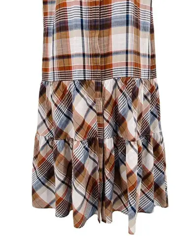 Lafayette 148 New York Angelique Plaid Print Tiered Short Sleeve Midi Dress Med