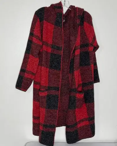 Natural Reflections Plaid Drape Collar Coatigan Sweater Hoodie Women 1X