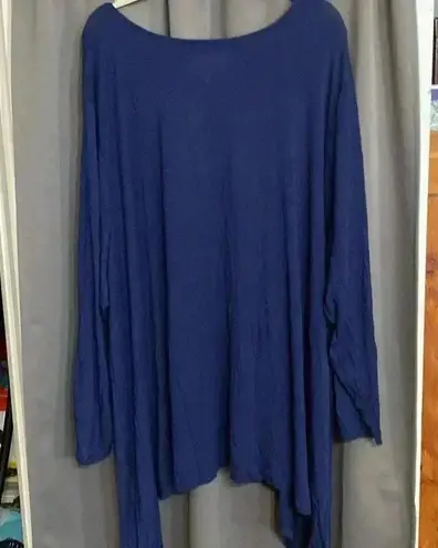 ROMANS WO SIZE 5X(38/40) NAVY TUNIC TOP WITH CROCHET ACCENT ON FRONT SOFT Blue