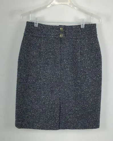 CAbi  #738 Blair Pencil Tweed Skirt Womens 8 Black Career Wool Lined Pockets