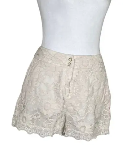 Max & Riley High Waisted Capricorn Lace Dressy Shorts Cream Bohemian SZ XL Tan