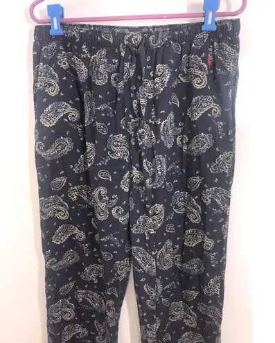 Ralph Lauren Polo  Sleep Pants Women Medium Navy Paisley Elastic Waist Drawstring