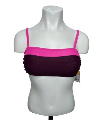 Kona Sol Women’s Burgundy Pink Colorblock Bandeau Bikini Swim Top Size Large NWT