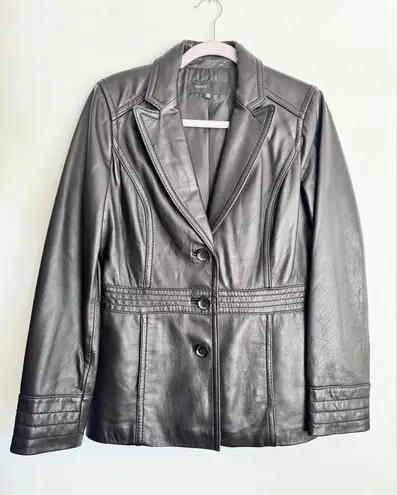 Avanti Women’s Black Leather Lambskin Jacket Blazer 3 Button Buttery Soft Size M