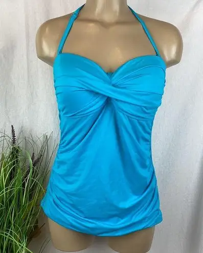 Anne cole  Blue Contour Tankini Halter Swim Suit Top L