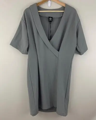 Bobeau Grey Surplice Faux Wrap Shift Dress NEW
