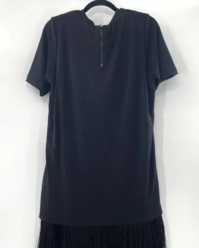 Le Superbe Black Fitzgerald Fringe Mini Dress Short Sleeve Sz Med NWT MSRP $425