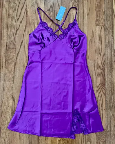 Purple Satin Nightgown Slip Dress