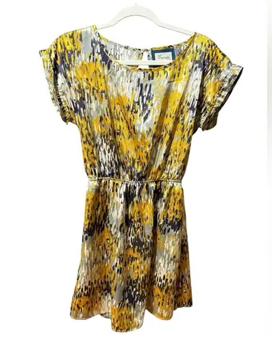 Emmelee For F.C. Yellow Abstract Print Mini Dress Cottagecore Artsy Summer Dress