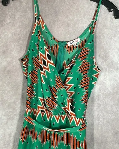 JustFab  Orange & Green Zig Zag V-Neck Tank Dress | Size Medium