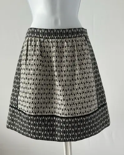 NWT J.Crew Textured A Line Black Ivory Apron Skirt, Sz: 10 (b1)