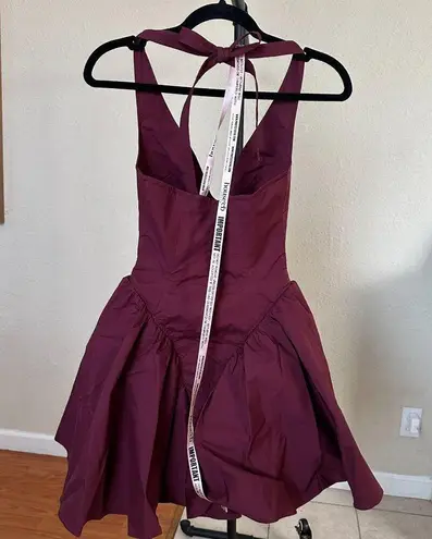 House Of CB NWT  Valentia WINE HALTER MINI DRESS size XS