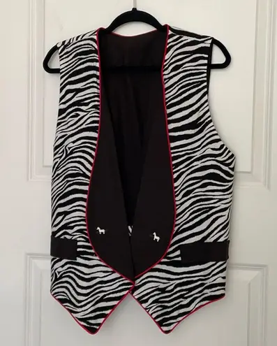 Zebra Print Vest Handmade Reversible M/L Black Size undefined