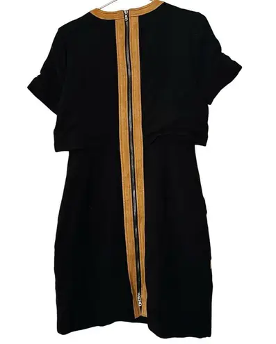 TOCCIN Black & Tan Faux Suede Stretch Hourglass Sheath Mini Dress Size 10