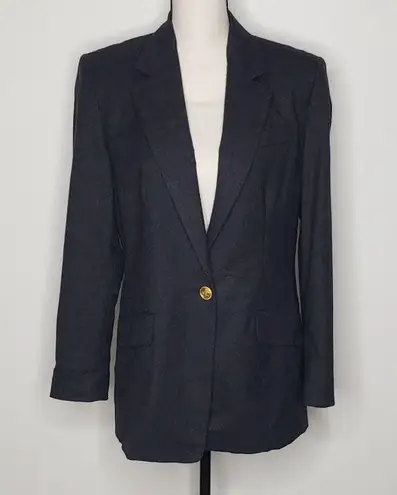 Vintage Blazer Talbots Size 10 Gray Wool Gold Buttons Equestrian Academia Long