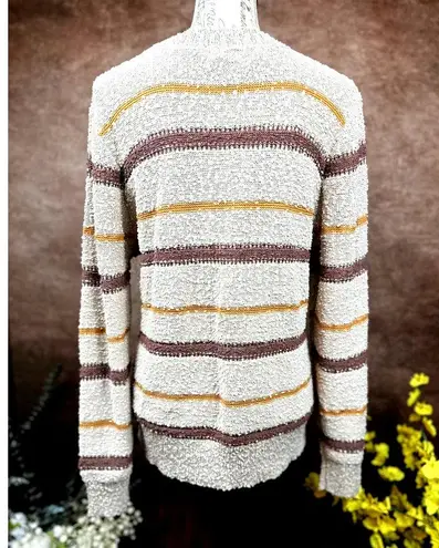 Mason & Belle  Ellie Textured Long Sleeve Sweater - Cream/Browns - size L