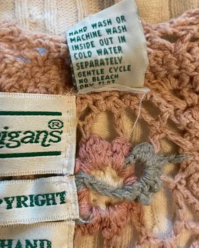 Blush Pink Hand Knit Crochet Grandmacore Floral Dress Size Medium LSF Vibes