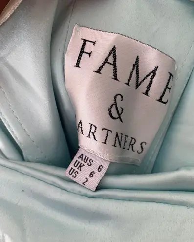 Fame and Partners Baby Blue Off the Shoulder Slip Dress