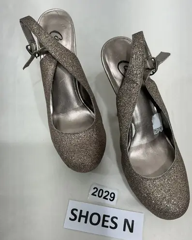 Womans Candies Caschullernulti Rose Gold Glitter Platform Pumps 8.5 M