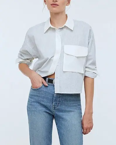 Madewell | Flap-Pocket Crop Button-Up Shirt in Poplin